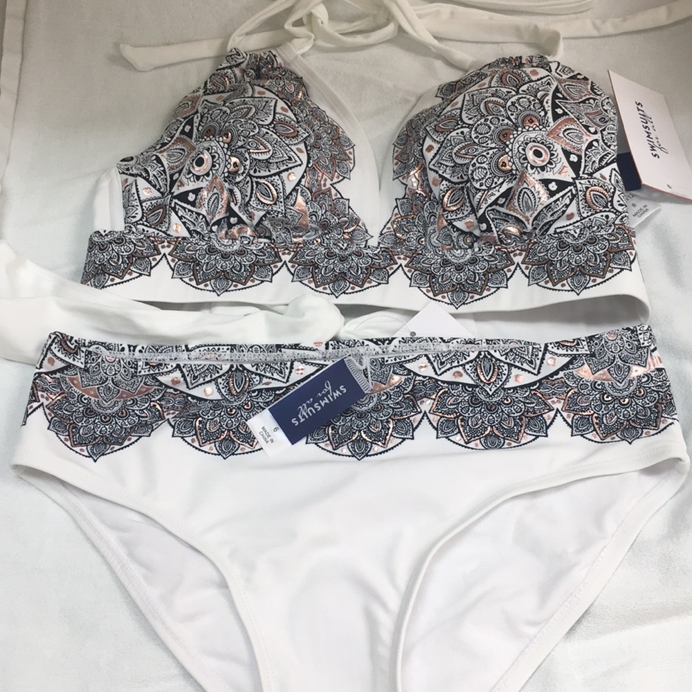 Swimsuits for All foil lace print bikini